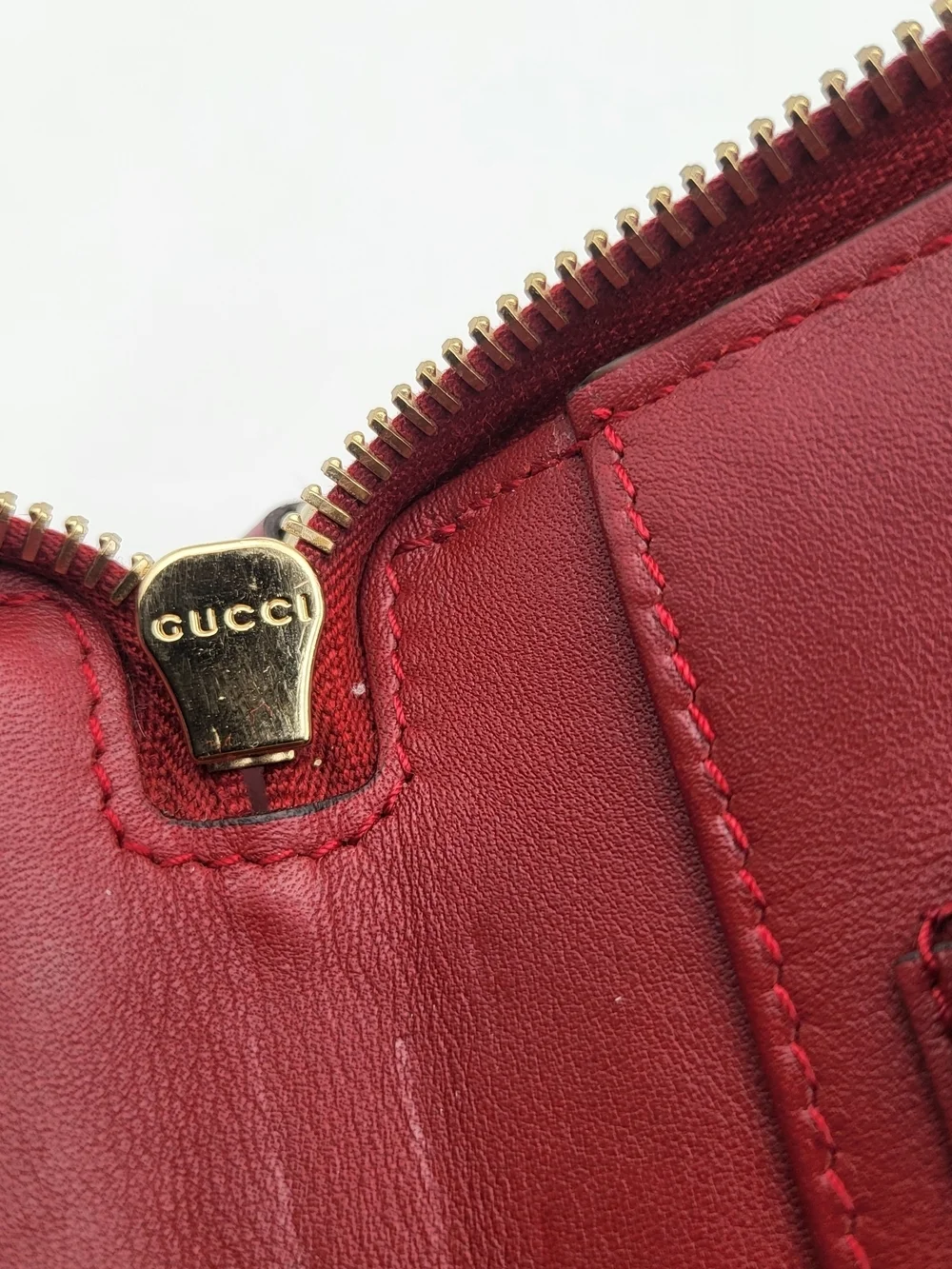 GUCCI Red Micro Guccissima Calfskin Leather Travel Wallet..Authentic...
